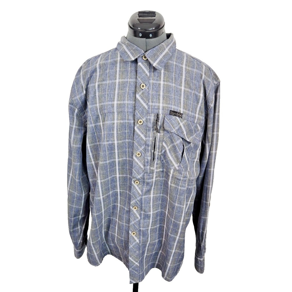 ATG Wrangler Mens Blue Plaid Long Sleeve Button Down Outdoor Shirt Large